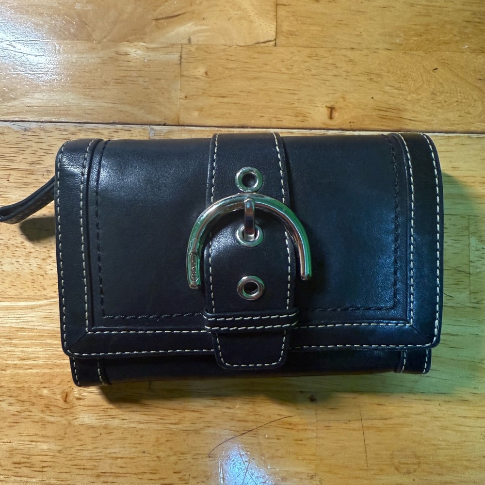 Black Leather Wallet COACH